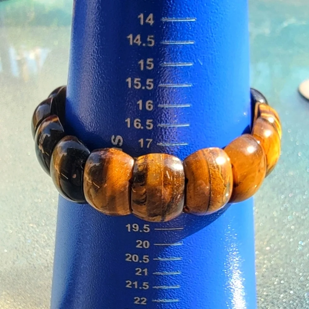 Bohemian 20x14x7mm Tiger's Eye Stretch Bracelet Natural Gemstone Size 7